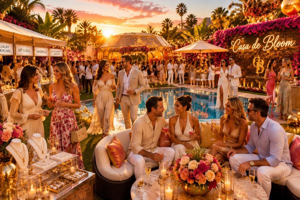 Guests gathering and mingling at an event